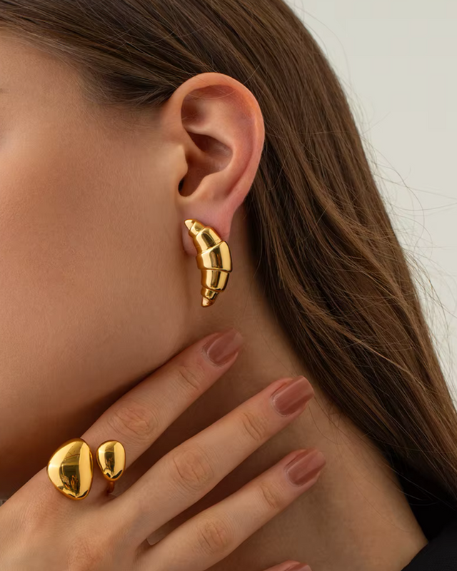 Boucles D'Oreilles LUNE FEUILLETÉE (DORÉ)