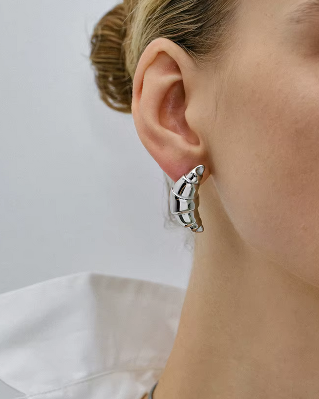 Boucles D'Oreilles LUNE FEUILLETÉE (ARGENTÉ)