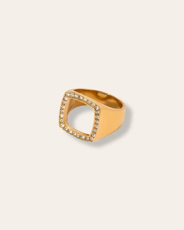 Bague Carrée - Bijoux en Or - Accents Cristal