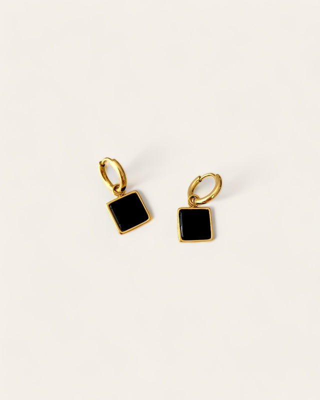 Boucles d'Oreilles Noires - Design Élégant - Ajustable