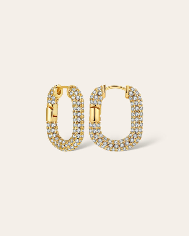 Boucles d'Oreilles Scintillantes - Design Strass - Ajustable