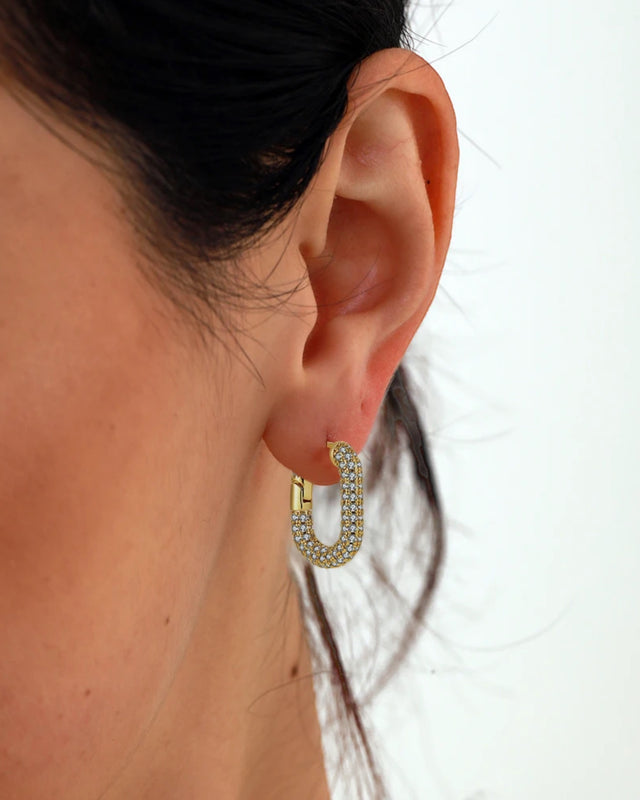 Boucles d'Oreilles Scintillantes - Design Strass - Ajustable